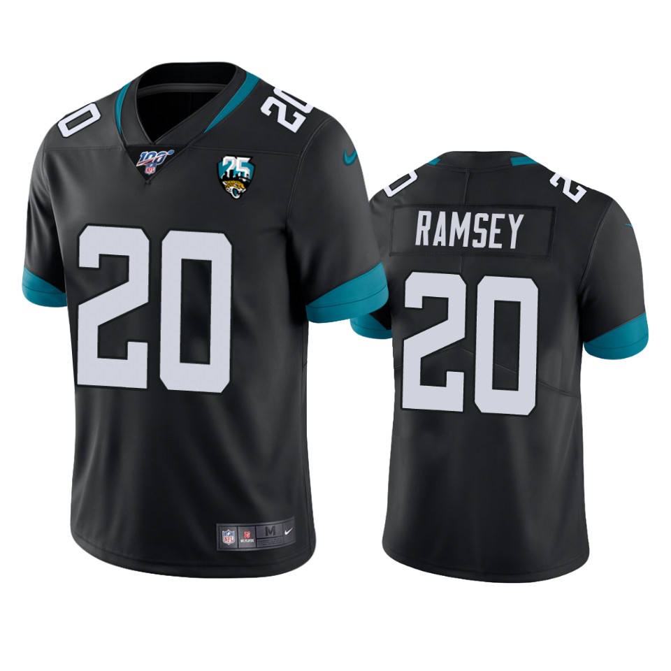 Men Nike Jacksonville Jaguars 20 Jalen Ramsey Black 25th Anniversary Vapor Limited Stitched NFL 100th Season Jersey